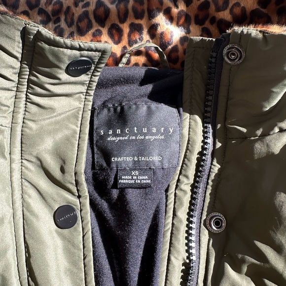Sanctuary Leopard-Trimmed Puffer Jacket XS - Picture 8 of 8